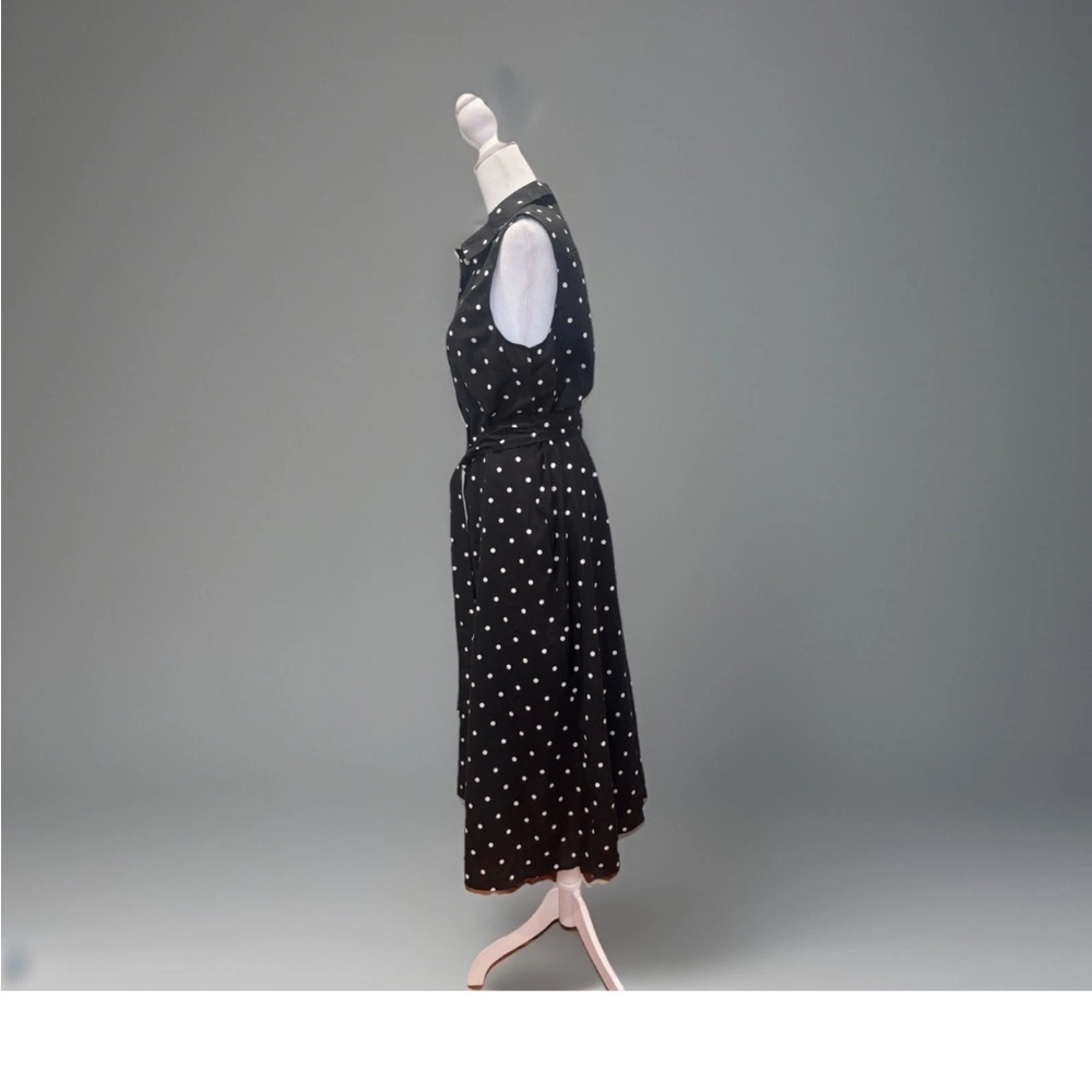 SOLD- Tommy Hilfiger 100% Cotton Black and White Polka Dot Midi Dress - Picture 6 of 9